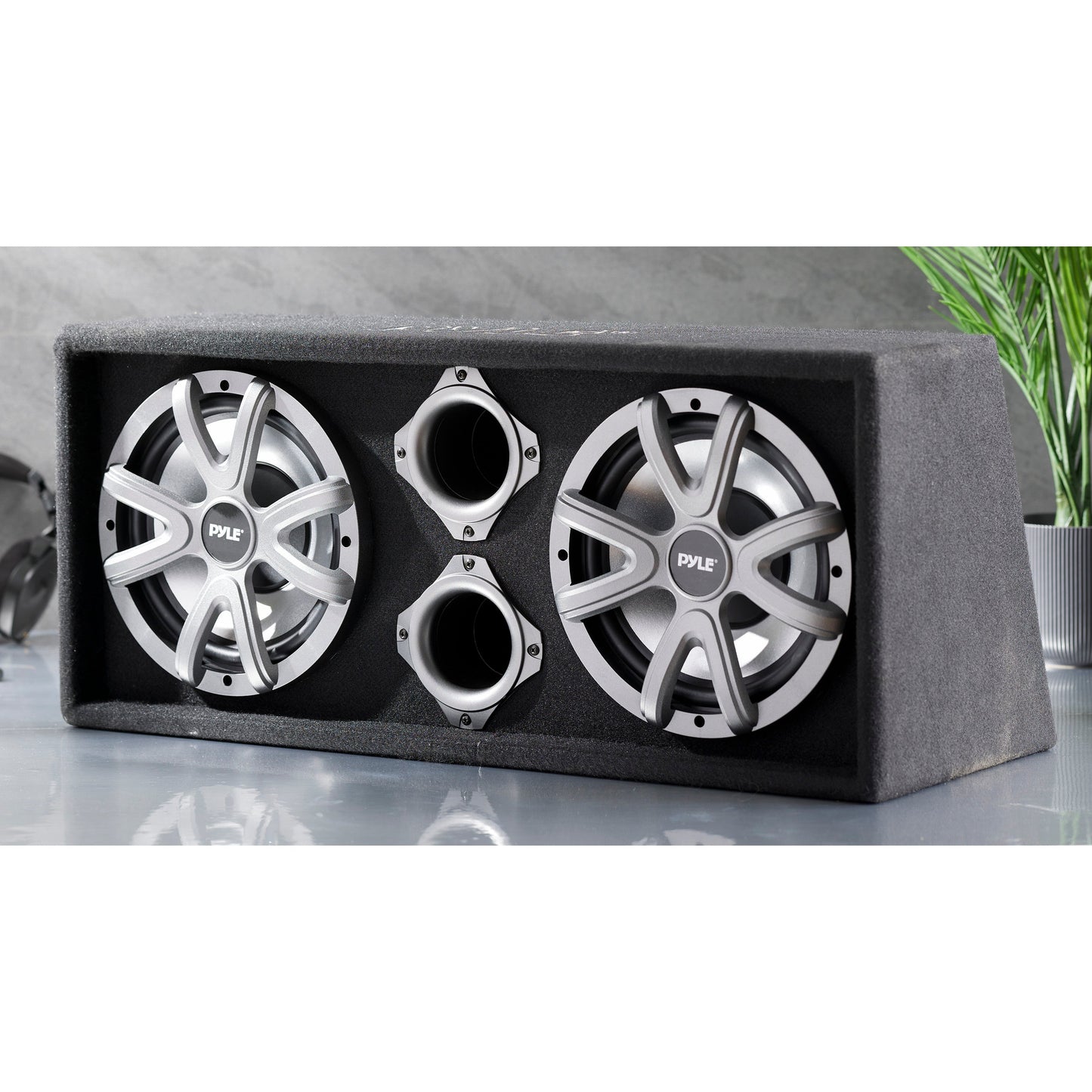 Pyle 10 Inch 1100 Watt Slim Mount Truck Audio Dual Bass Subwoofer Box System