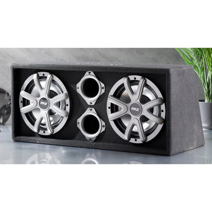 Pyle 10 Inch 1100 Watt Slim Mount Truck Audio Dual Bass Subwoofer Box System