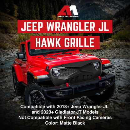 AMERICAN MODIFIED Hawke Grille for 2018+ Jeep Wrangler JL & 2020+ Gladiator JT