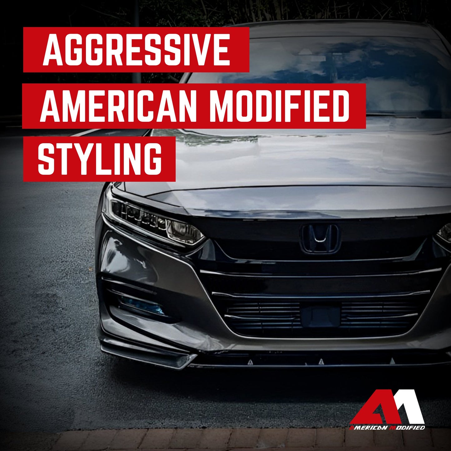 AMERICAN MODIFIED 2018 to 2020 Honda Accord Aerodynamic Front Lip Spoiler, Black