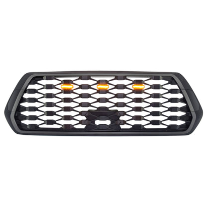 AMERICAN MODIFIED Mesh Grille w/ Amber Lights for 2016-2023 Tacoma, Matte Black