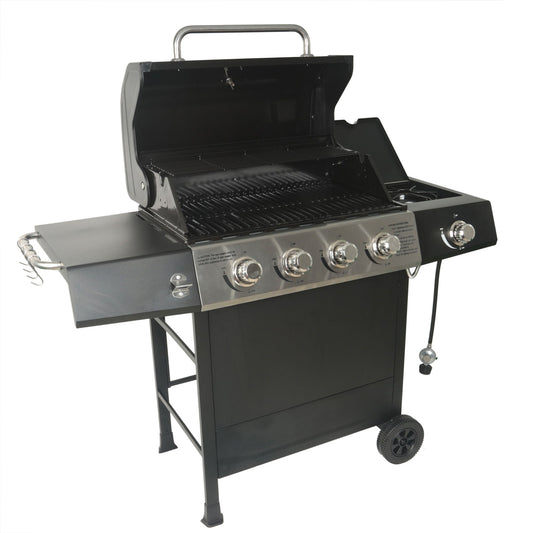 Grill Boss 4-Burner Gas Grill w/ Side Burner, Shelves, & Bottle Opener(ForParts)