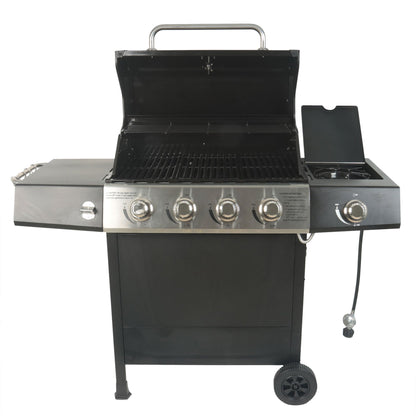 Grill Boss 4-Burner Gas Grill with Side Burner, Cover, Shelves, & Bottle Opener