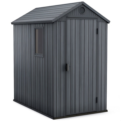 Keter Darwin 4 Foot x 6 Foot Outdoor Garden Tool Storage Shed w/Window, Graphite