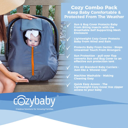 CozyBaby Combo Pack w/ Sun & Bug Cover and Lightweight Summer Cozy Cover, Pink