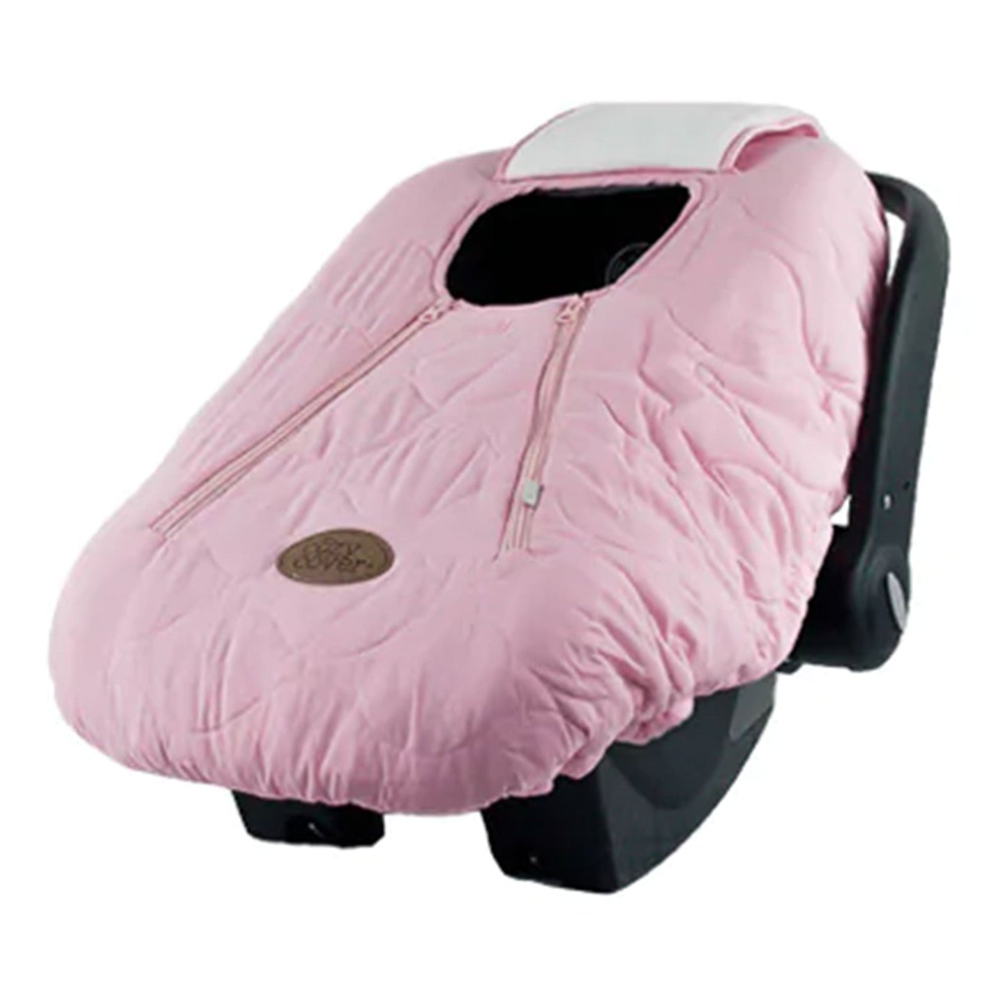 CozyBaby Quilted Infant Car Seat Cover with Dual Zippers and Elastic Edge, Pink