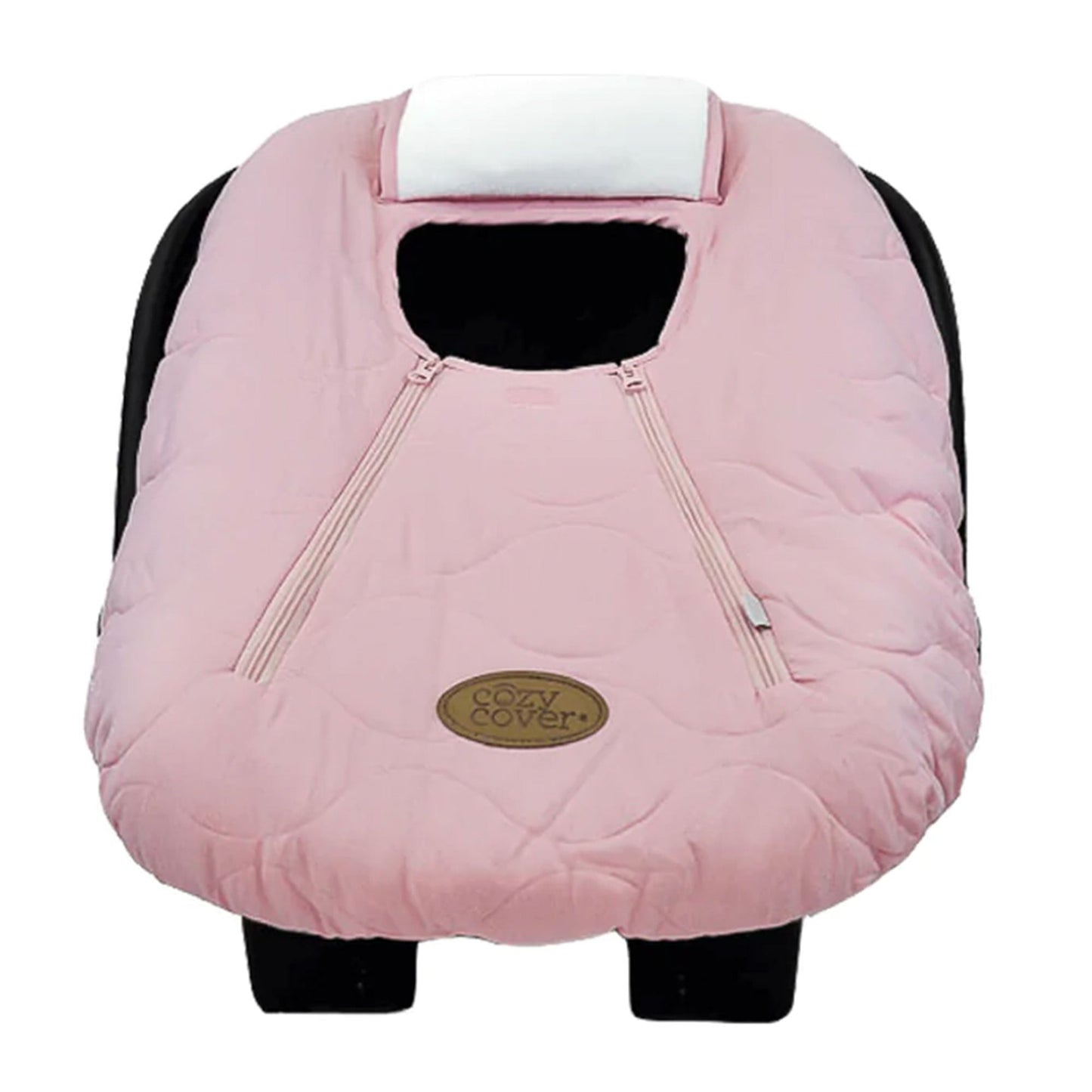 CozyBaby Quilted Infant Car Seat Cover with Dual Zippers and Elastic Edge, Pink