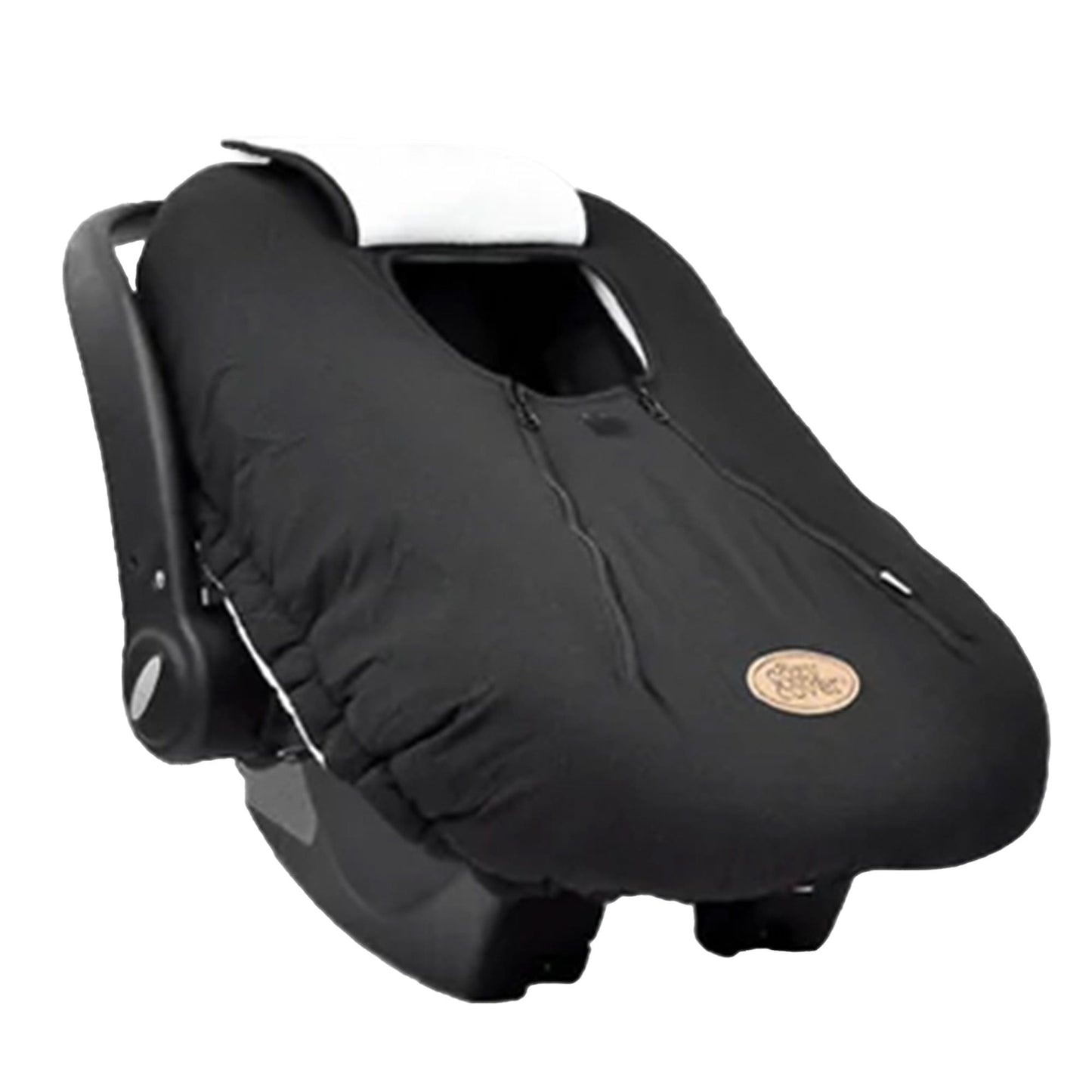CozyBaby Infant Car Seat Travel Cover with Dual Zippers and Elastic Edge, Black
