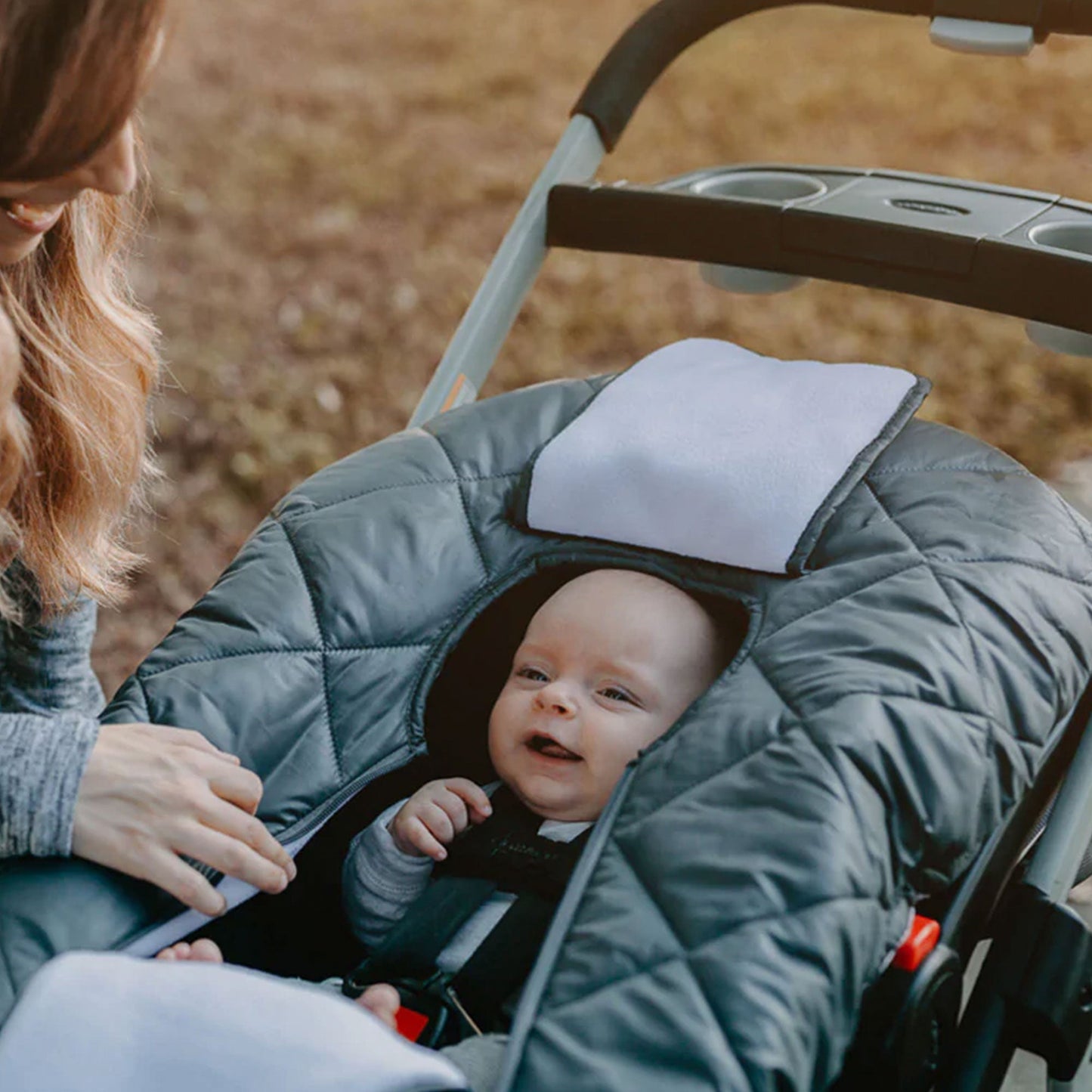 CozyBaby Premium Infant Car Seat Cover with Dual Zippers & Elastic Edge, Black