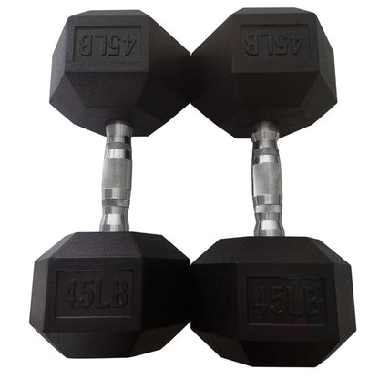 HolaHatha Iron Hexagonal Cast Exercise Dumbbell Free Weight Pair, 45 Pounds