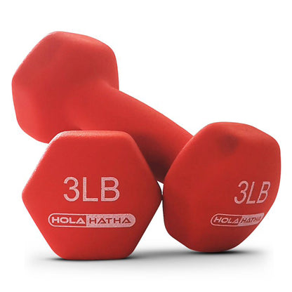 HolaHatha 3, 5, and 8 Pound Dumbbell Hand Weight Set with Storage Rack, Multi