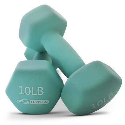 HolaHatha 2, 3, 5, 8, & 10 Lb Neoprene Dumbbell Free Weight Set w/ Rack, Pastel