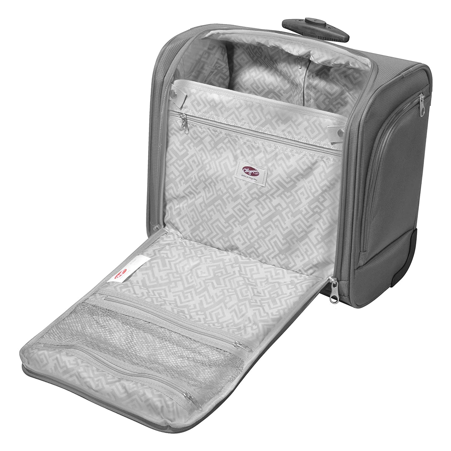 Olympia Lansing Nylon Wheeled Carry On Suitcase w/Divider, Gray