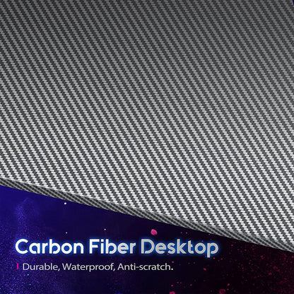 MOTPK 51 Inch L Shaped Carbon Fiber Computer Gaming Desk w/ Monitor Shelf, Black