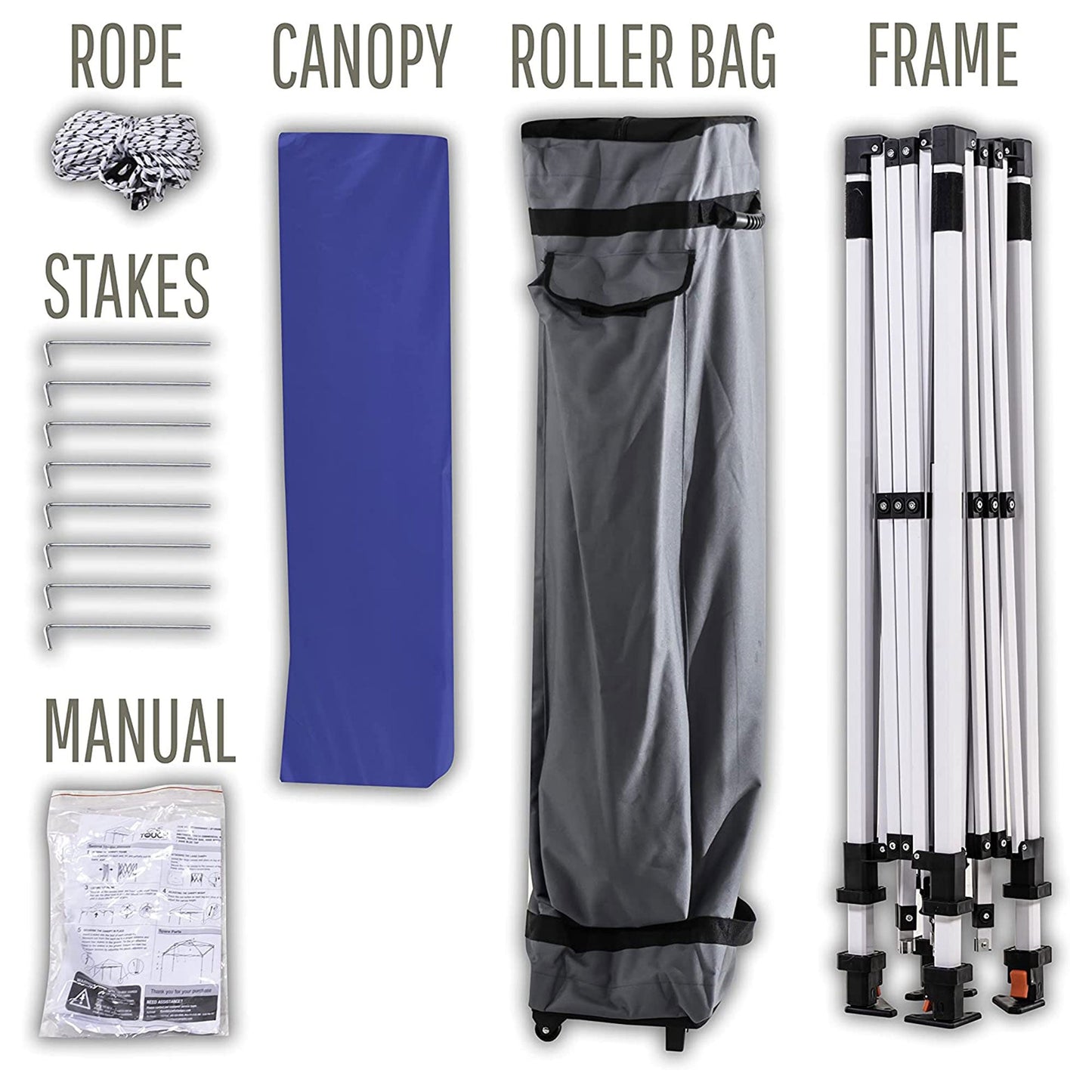 OneTouch 10 Foot x 10 Foot Instant Shade Canopy w/ Center Lock Technology, Blue