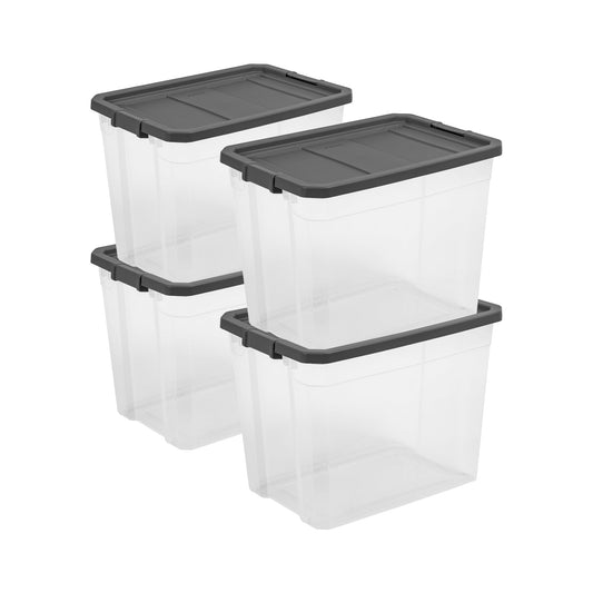 Sterilite 108 Qt. Clear Stacker Storage Container Tote w/ Latching Lid, (4 Pack)