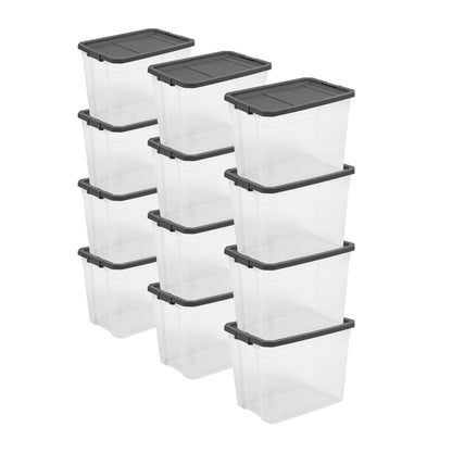Sterilite 108 Qt Clear Stacker Storage Container Tote w/ Latching Lid, 12 Pack