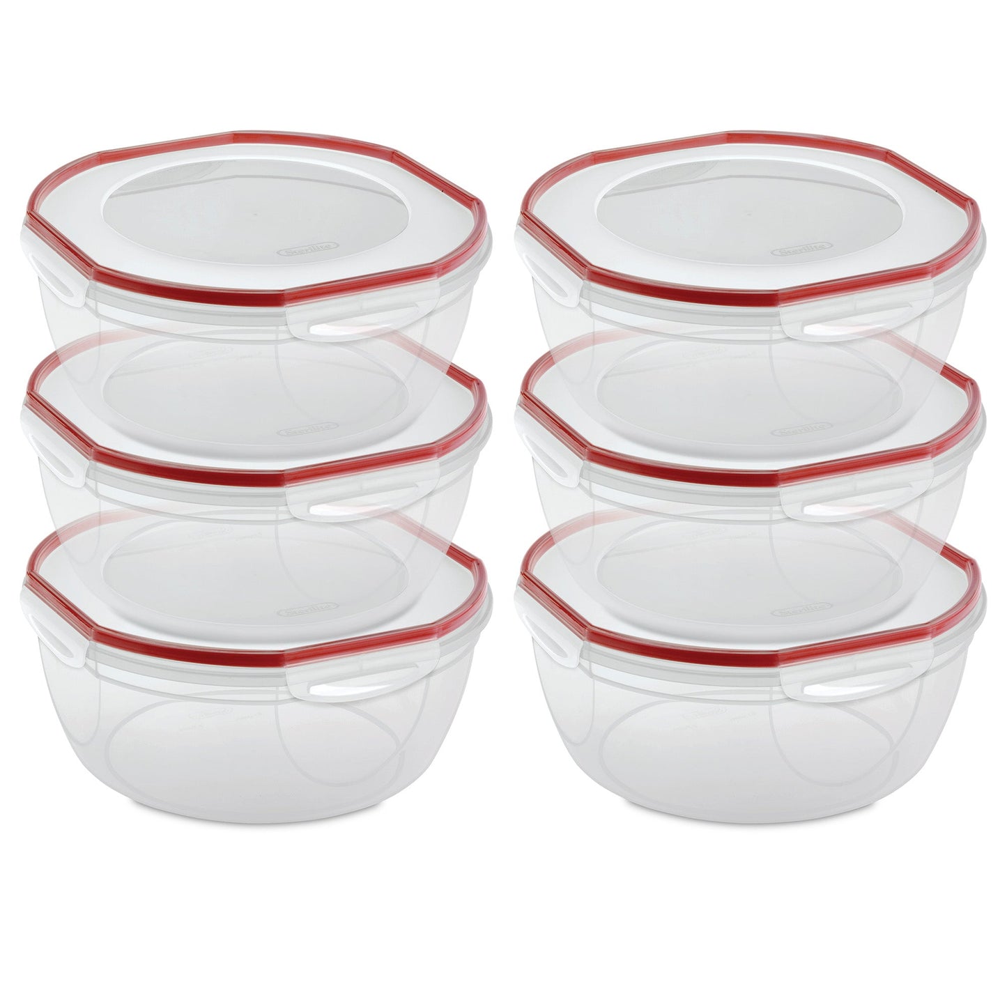Sterilite Ultra Seal 8.10 Quart Plastic Food Storage Bowl Container, 6 Pack