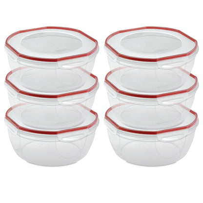 Sterilite Ultra Seal 8.10 Quart Plastic Food Storage Bowl Container, 6 Pack