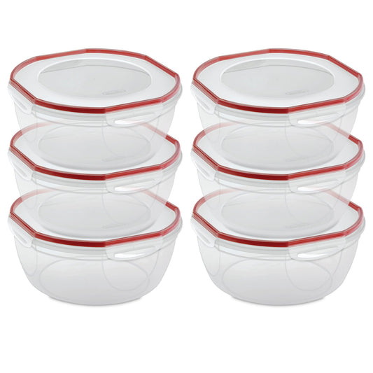 Sterilite Ultra Seal 8.10 Quart Plastic Food Storage Bowl Container, 6 Pack