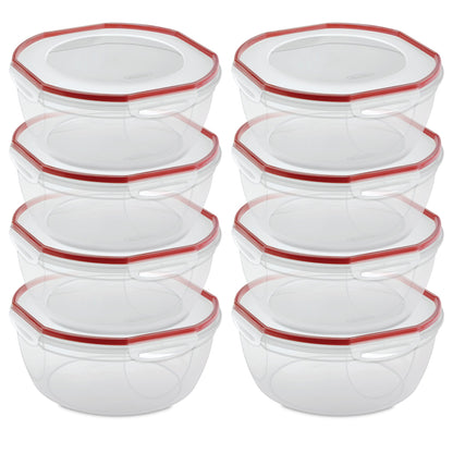 Sterilite Ultra Seal 8.10 Quart Plastic Food Storage Bowl Container, 8 Pack