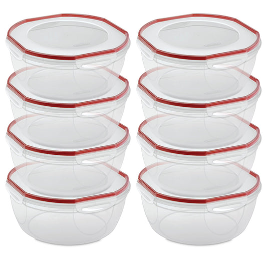 Sterilite Ultra Seal 8.10 Quart Plastic Food Storage Bowl Container, 8 Pack