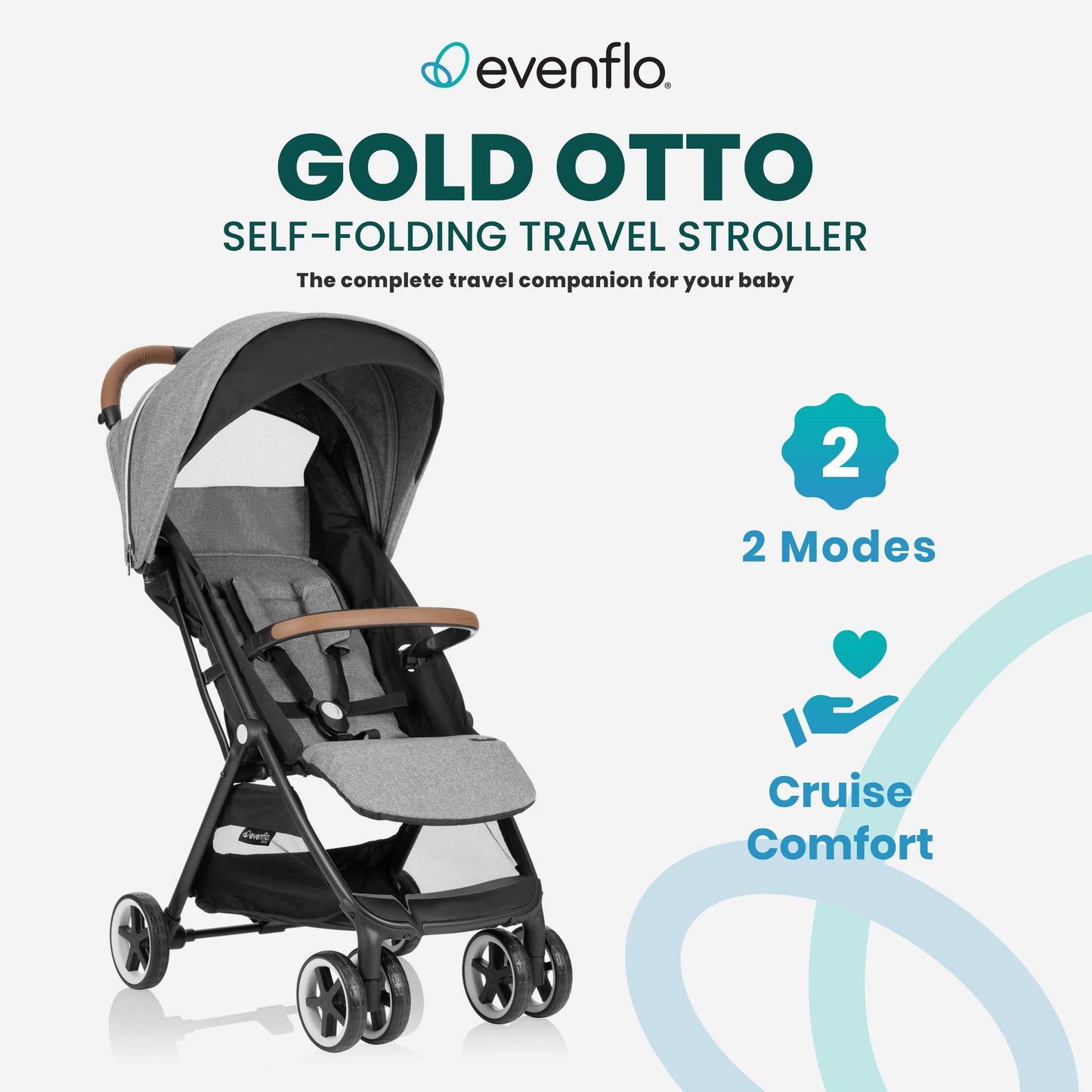 Evenflo Gold Otto Self Folding Lightweight Kids Travel Stroller, Moonstone Gray