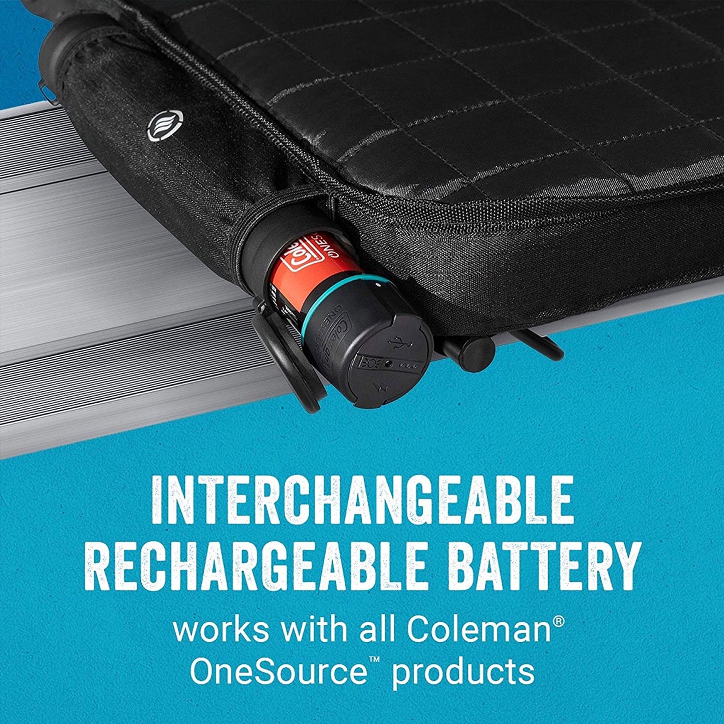 Coleman 17 In OneSource Foldable Padded Rechargeable Heated Stadium Seat, Black