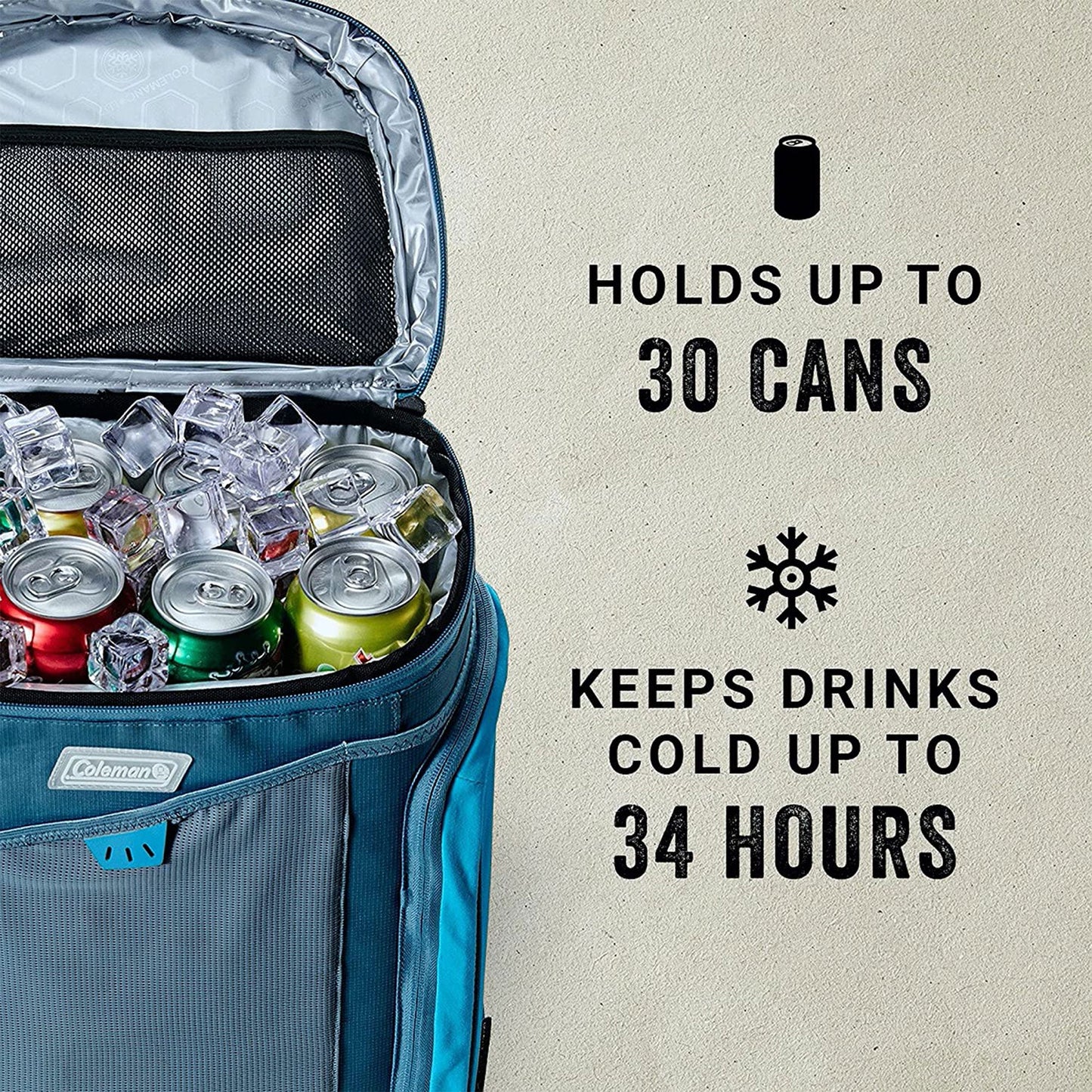 Coleman Sportflex 30 Leakproof Padded Soft Sided Can Soft Cooler Tote Bag, Blue