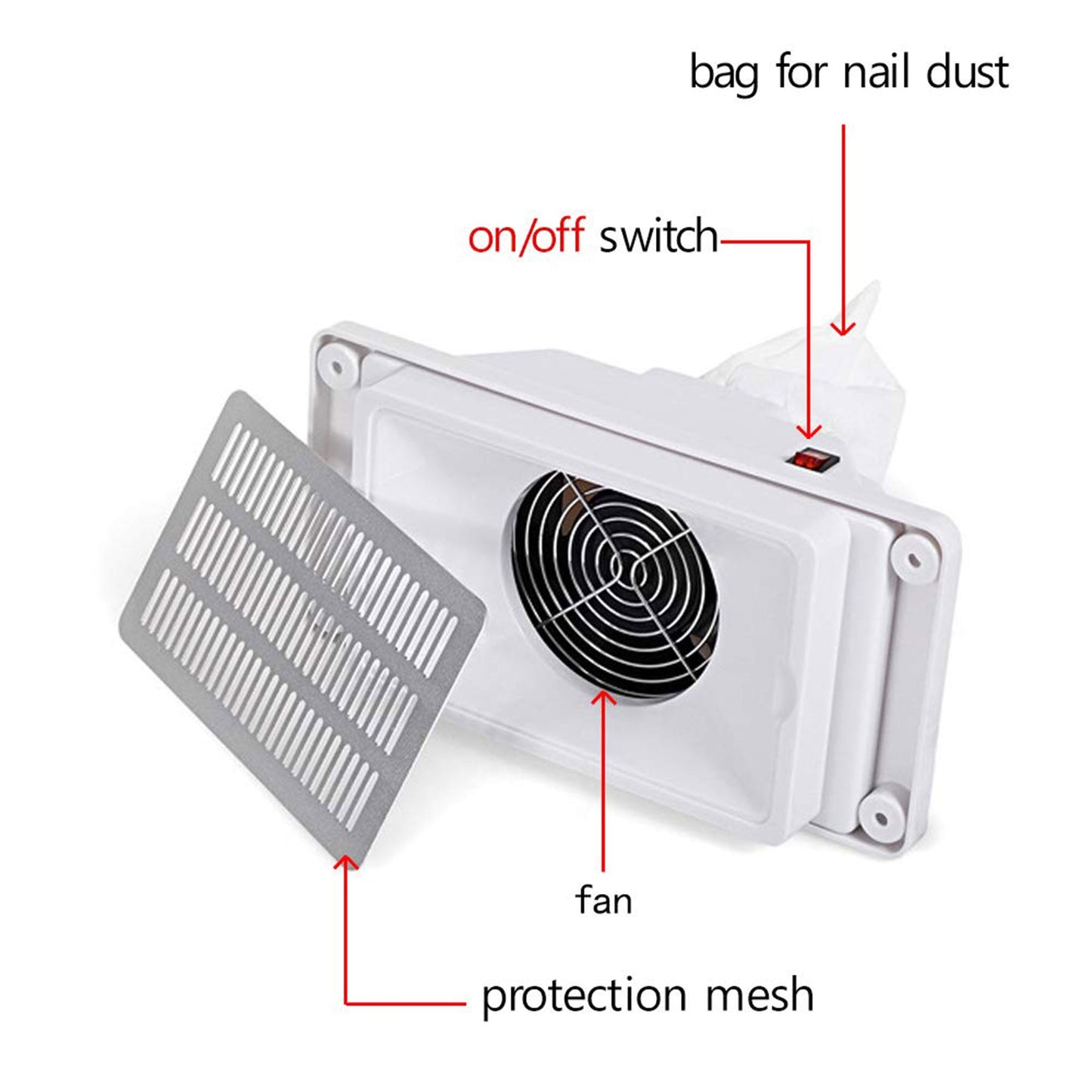 LEIBOU Professional Vented Foldable Manicure Nail Technician Table w/ Fan, Black