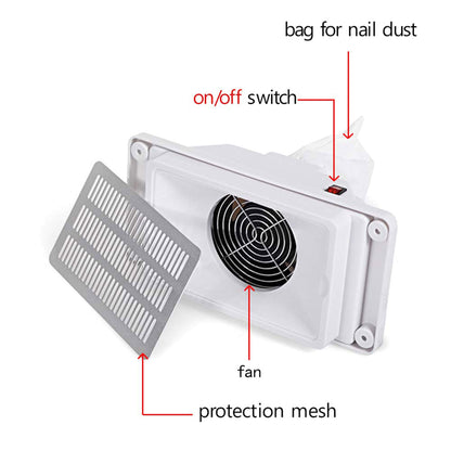 LEIBOU Professional Vented Foldable Manicure Nail Technician Table w/ Fan, Black