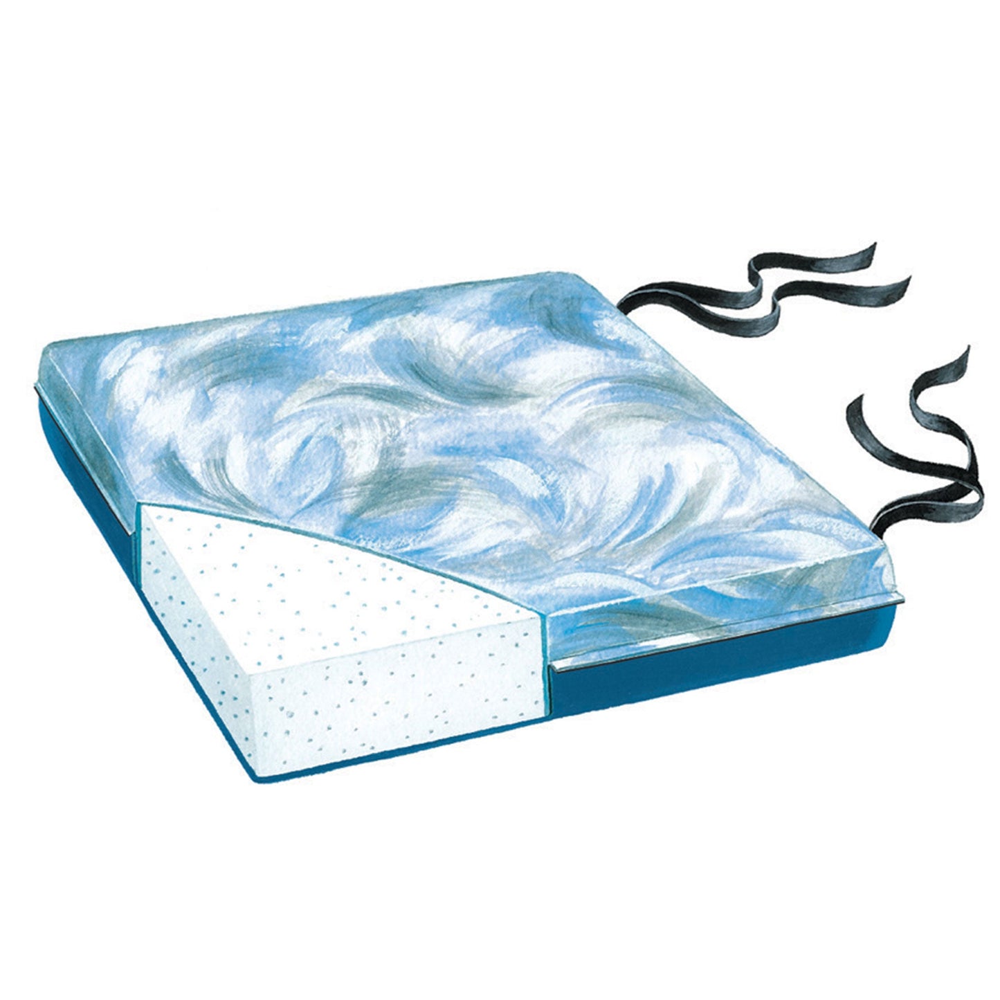 Skil-Care 707052 6 Inch Comfort Foam Wheelchair Cushion w/ Tie Backs, Black