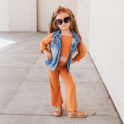 PUMPKIN RIB DREAM SMOCKED FLARE SET