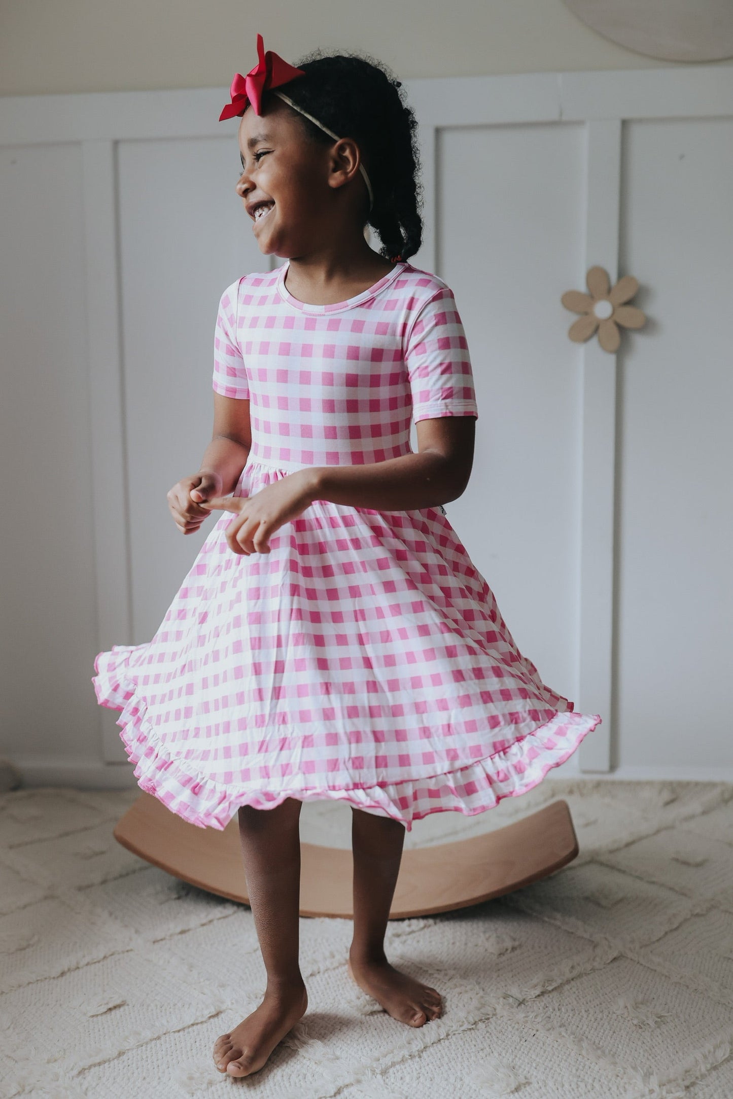 PINKNIC GINGHAM DREAM RUFFLE DRESS