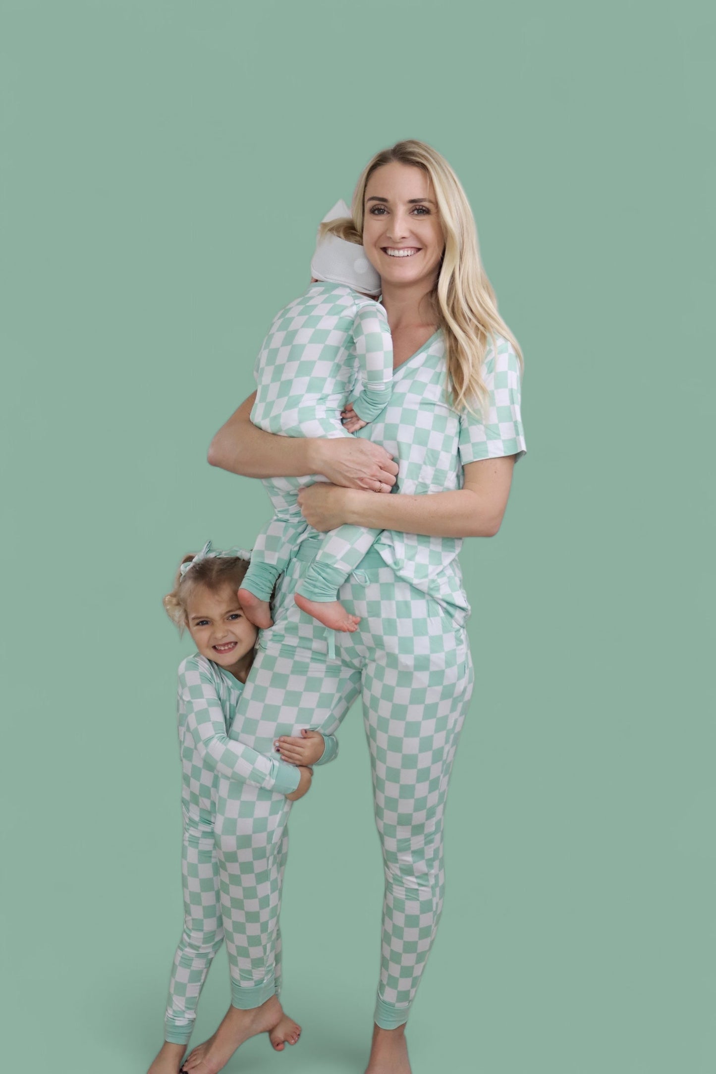 MINT CHECKERS DREAM ROMPER