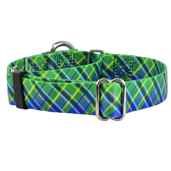 Electric Glow Green Plaid Martingale Dog Collar – EarthStyle