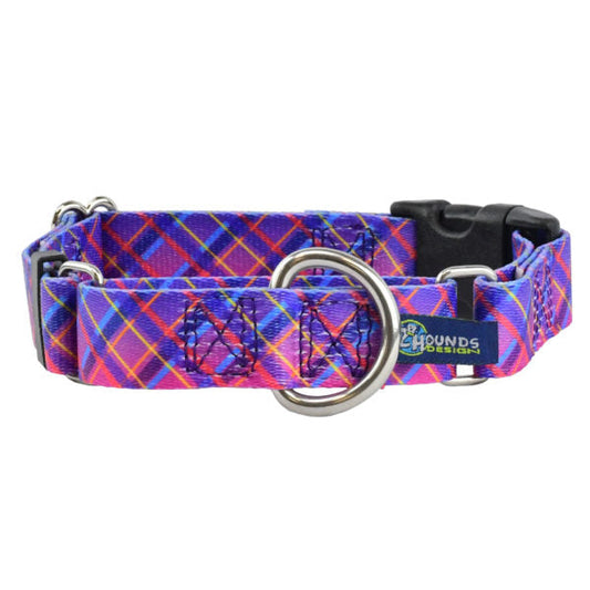 Neon Sunrise Pink Plaid Buckle Martingale Dog Collar – EarthStyle