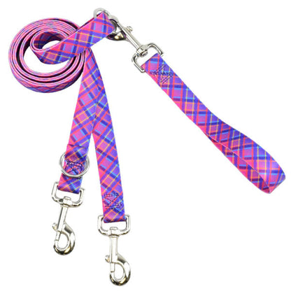 Neon Sunrise Plaid Double Connection Leash – EarthStyle