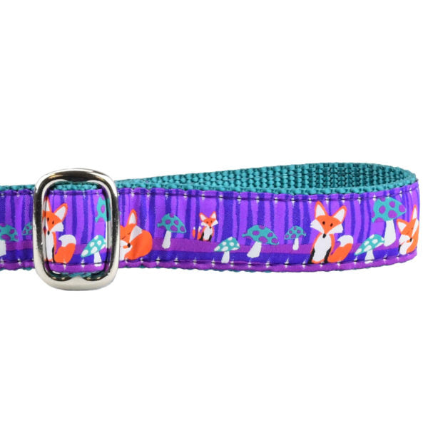 1″ Nocturnal – Fox and Mushroom Ribbon Dog Leash