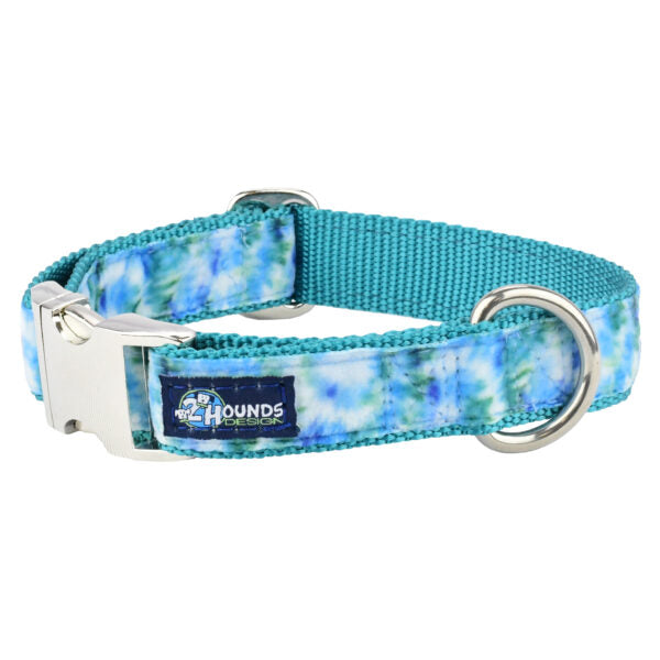 Teal Tie-Dye Velvet Essential Buckle Martingale Dog Collar