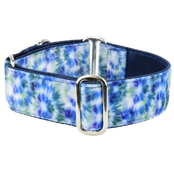 Navy Tie-Dye Elite Velvet Martingale Dog Collar