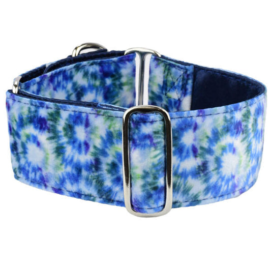 Navy Tie-Dye Elite Velvet Martingale Dog Collar