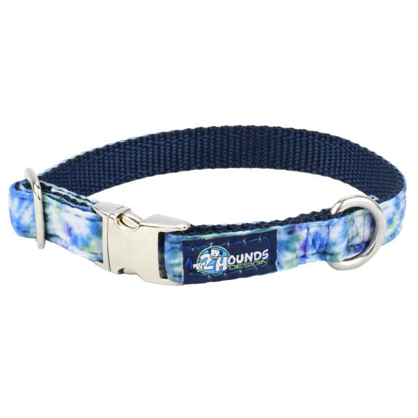 Navy Tie-Dye Velvet Essential Dog Collar