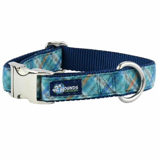 Blue Plaid Velvet Essential Martingale Dog Collar