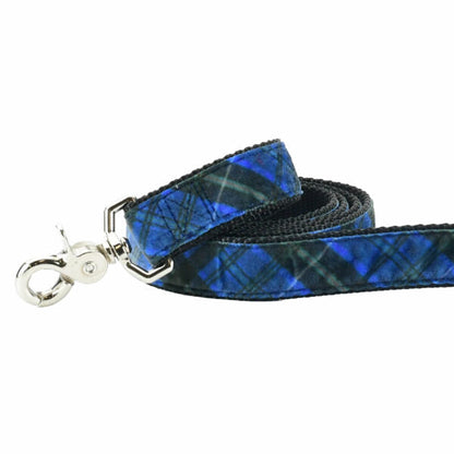 Midnight Winter Plaid Velvet Dog Leash