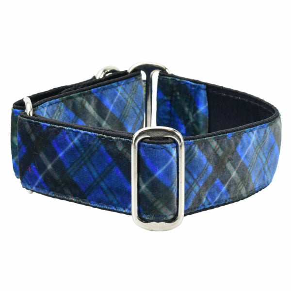 Midnight Winter Plaid Elite Velvet Martingale Dog Collar