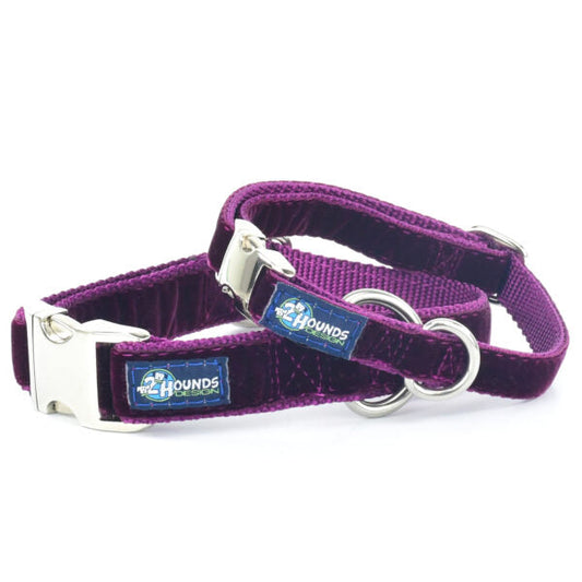 Burgundy Velvet Essential Martingale Dog Collar