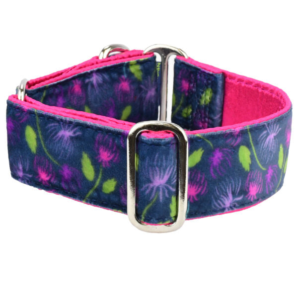 Midnight Dahlia Elite Velvet Martingale Dog Collar