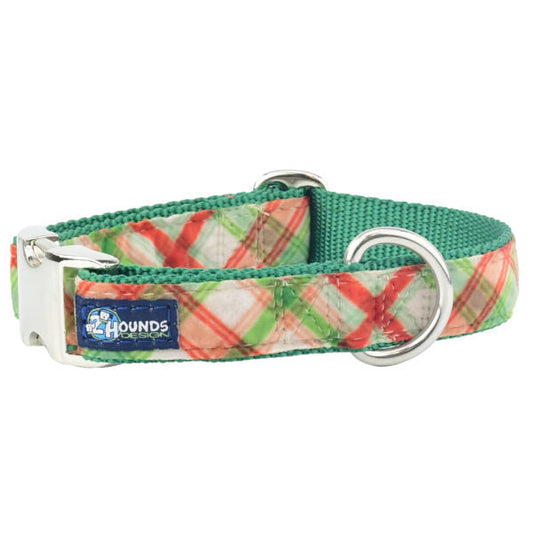 Christmas Plaid Cream Velvet Essential Martingale Dog Collar (1″ Only)