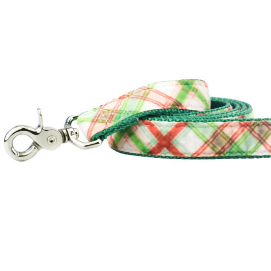 Christmas Plaid Cream Velvet Dog Leash (1″ Only)